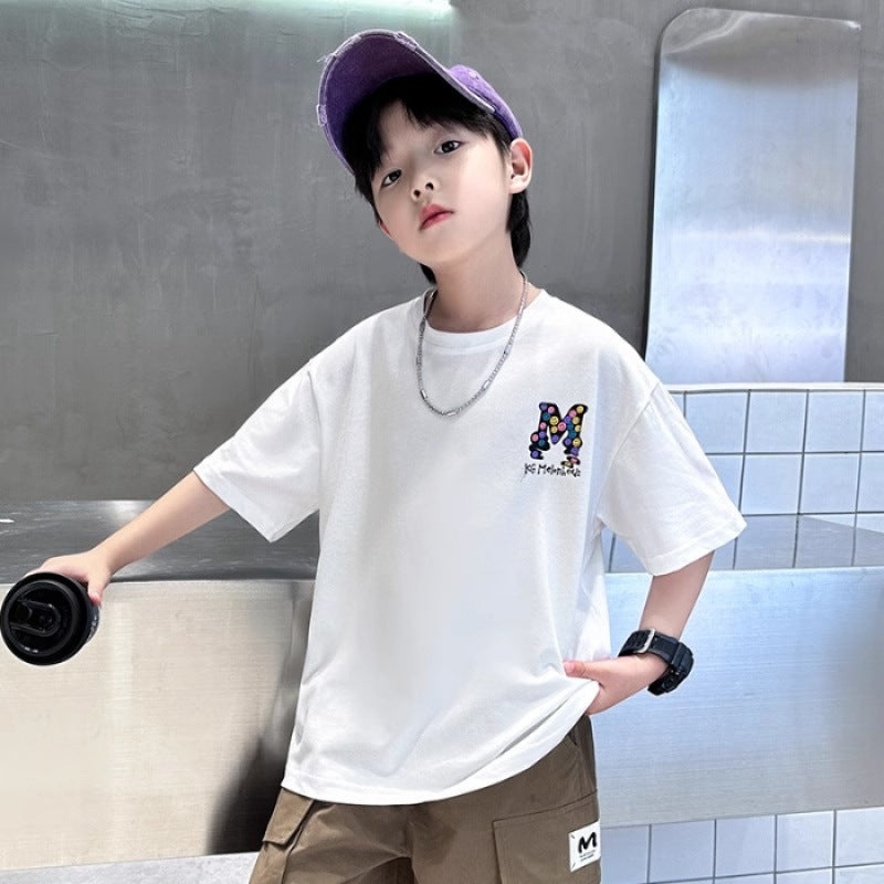 Boy's Short Sleeve T-Shirt, Big Cotton Tee