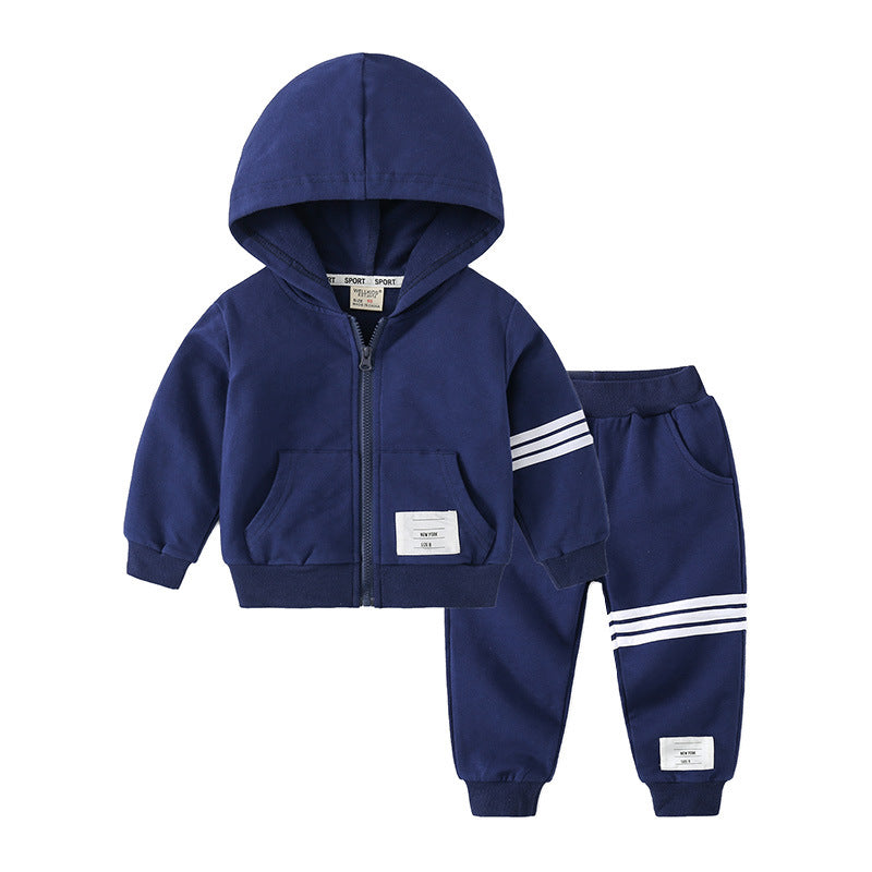 Long Sleeve Two-Piece Set for Boys, Loose Fit, Sporty Style