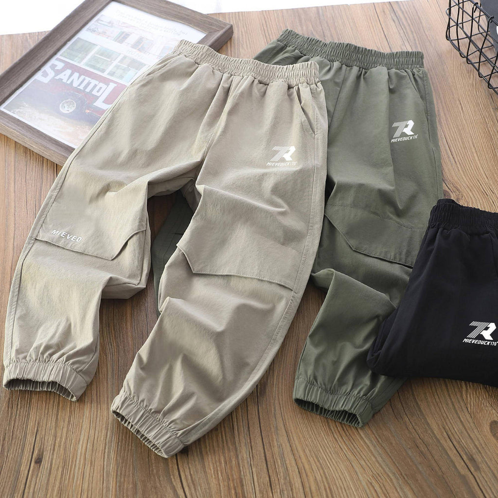 Genius Whale Boys' Anti-Mosquito Pants New Summer Casual Stylish Slim-Fit Waistband Long Pants for Kids