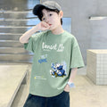 Genius Whale Boys' Cotton Short Sleeve T-Shirt, Loose Fit, Summer New Style, Casual Top for Kids and Toddlers