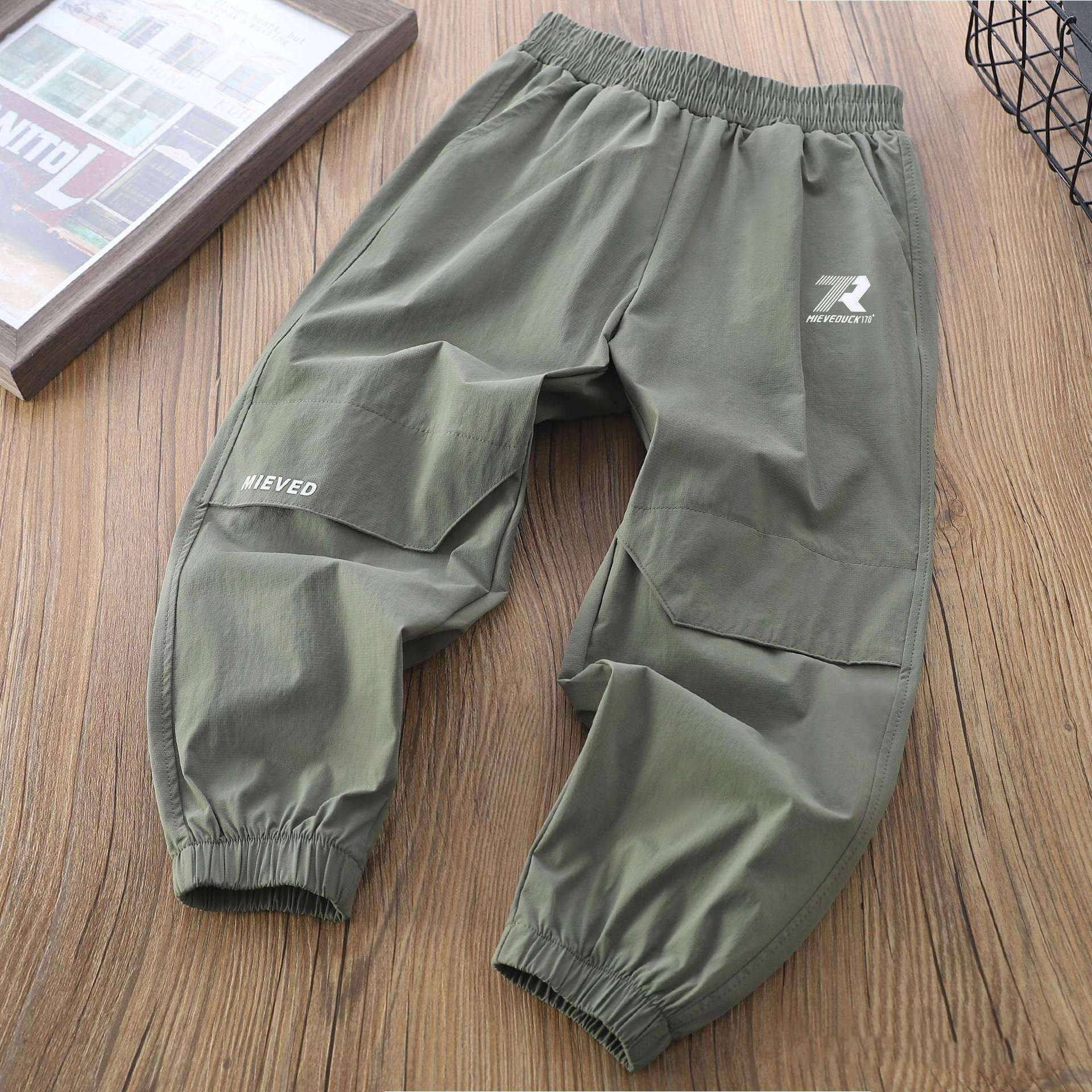 Genius Whale Boys' Anti-Mosquito Pants New Summer Casual Stylish Slim-Fit Waistband Long Pants for Kids