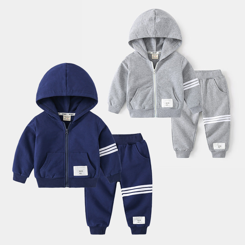 Long Sleeve Two-Piece Set for Boys, Loose Fit, Sporty Style