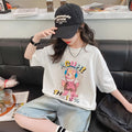 Short Sleeve T-Shirt for Girls Casual Cartoon Printed Loose Fit Top