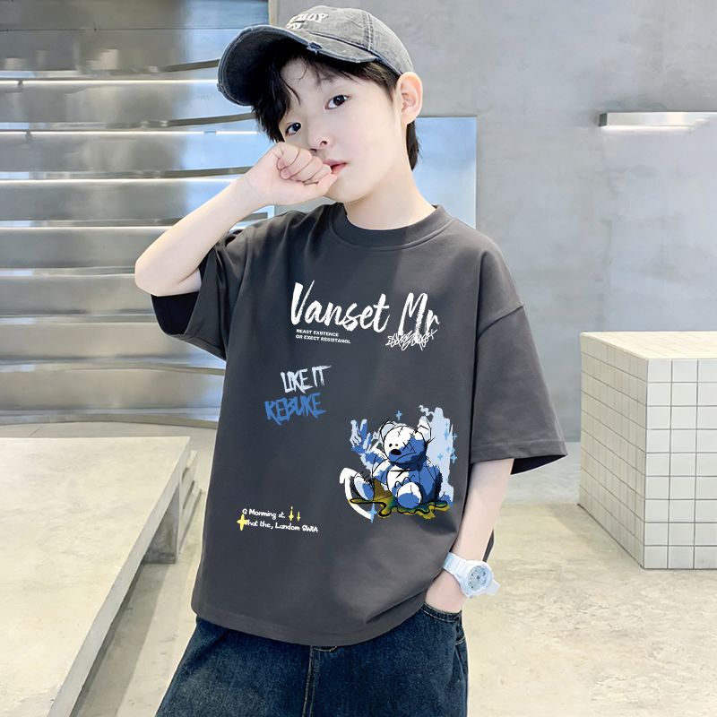 Genius Whale Boys' Cotton Short Sleeve T-Shirt, Loose Fit, Summer New Style, Casual Top for Kids and Toddlers