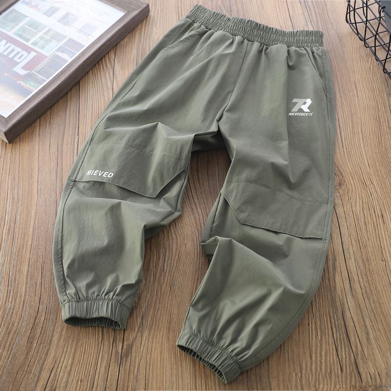 Genius Whale Boys' Anti-Mosquito Pants New Summer Casual Stylish Slim-Fit Waistband Long Pants for Kids