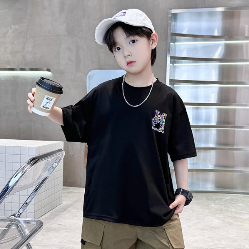 Boy's Short Sleeve T-Shirt, Big Cotton Tee