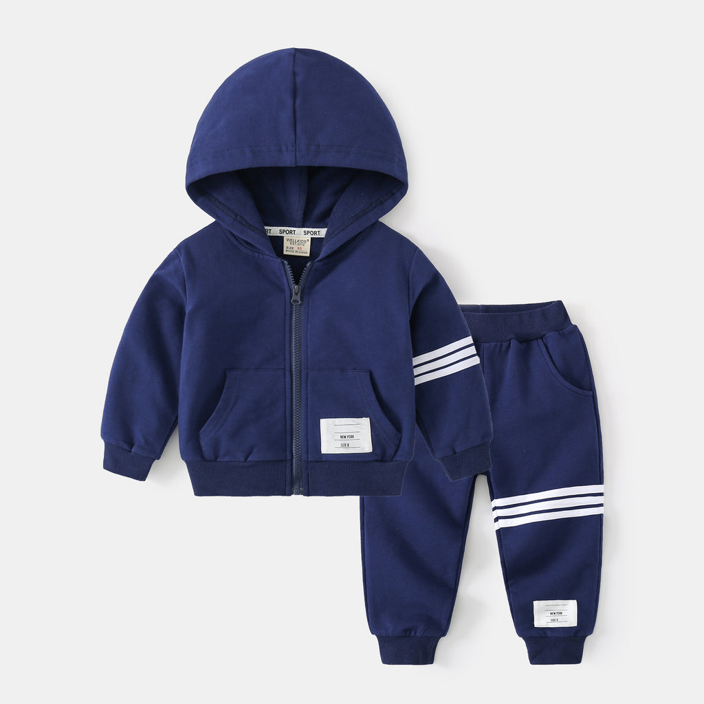 Long Sleeve Two-Piece Set for Boys, Loose Fit, Sporty Style